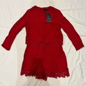 Zara red romper sz M brand new